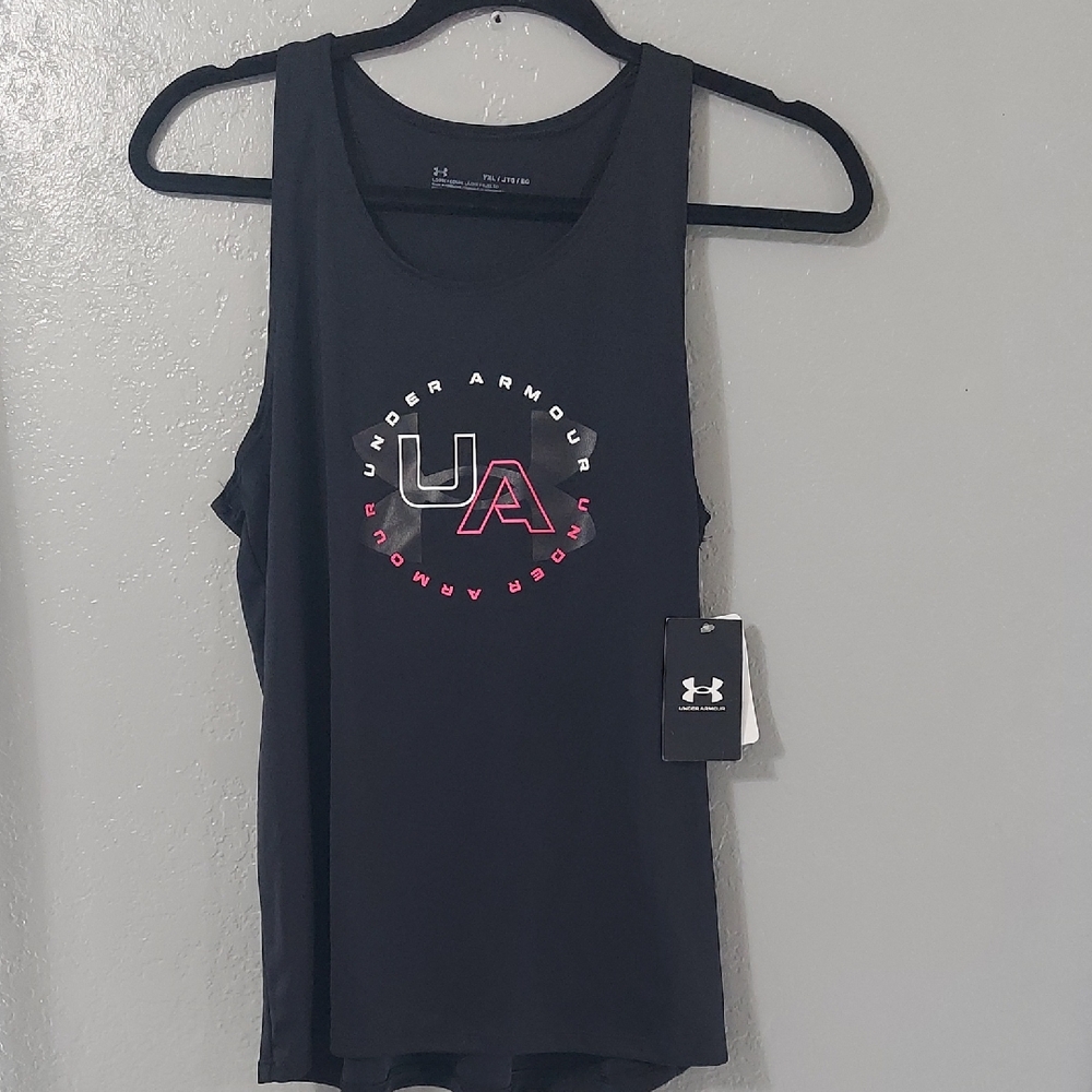 Under Armour Black Tank Top with Pink-Accented UA Logo